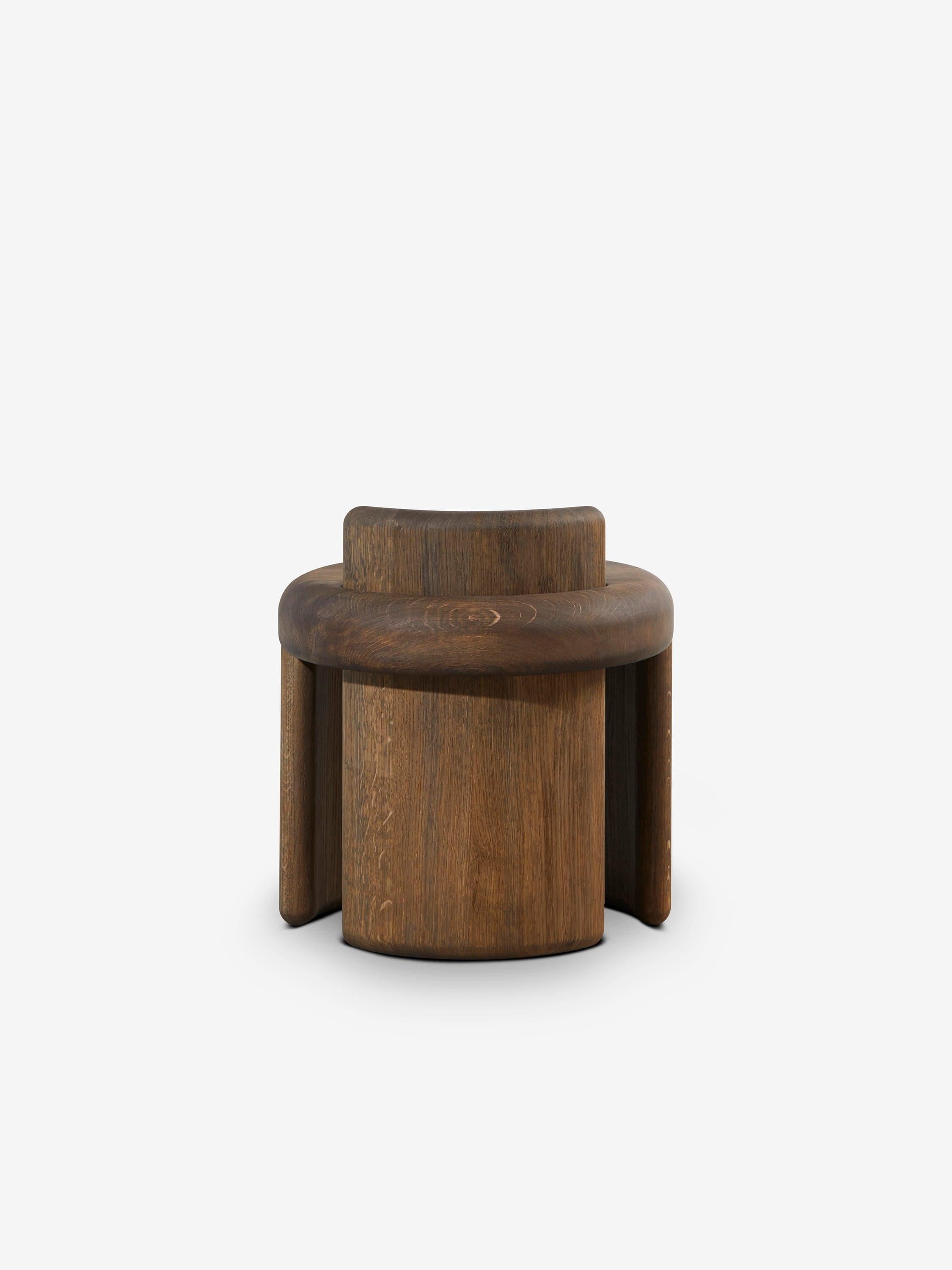 Luca Erba Kafa Stool in Grey Patinated Oak by Collection Particuliere ...