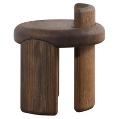 Luca Erba Kafa Stool in Grey Patinated Oak by Collection Particuliere