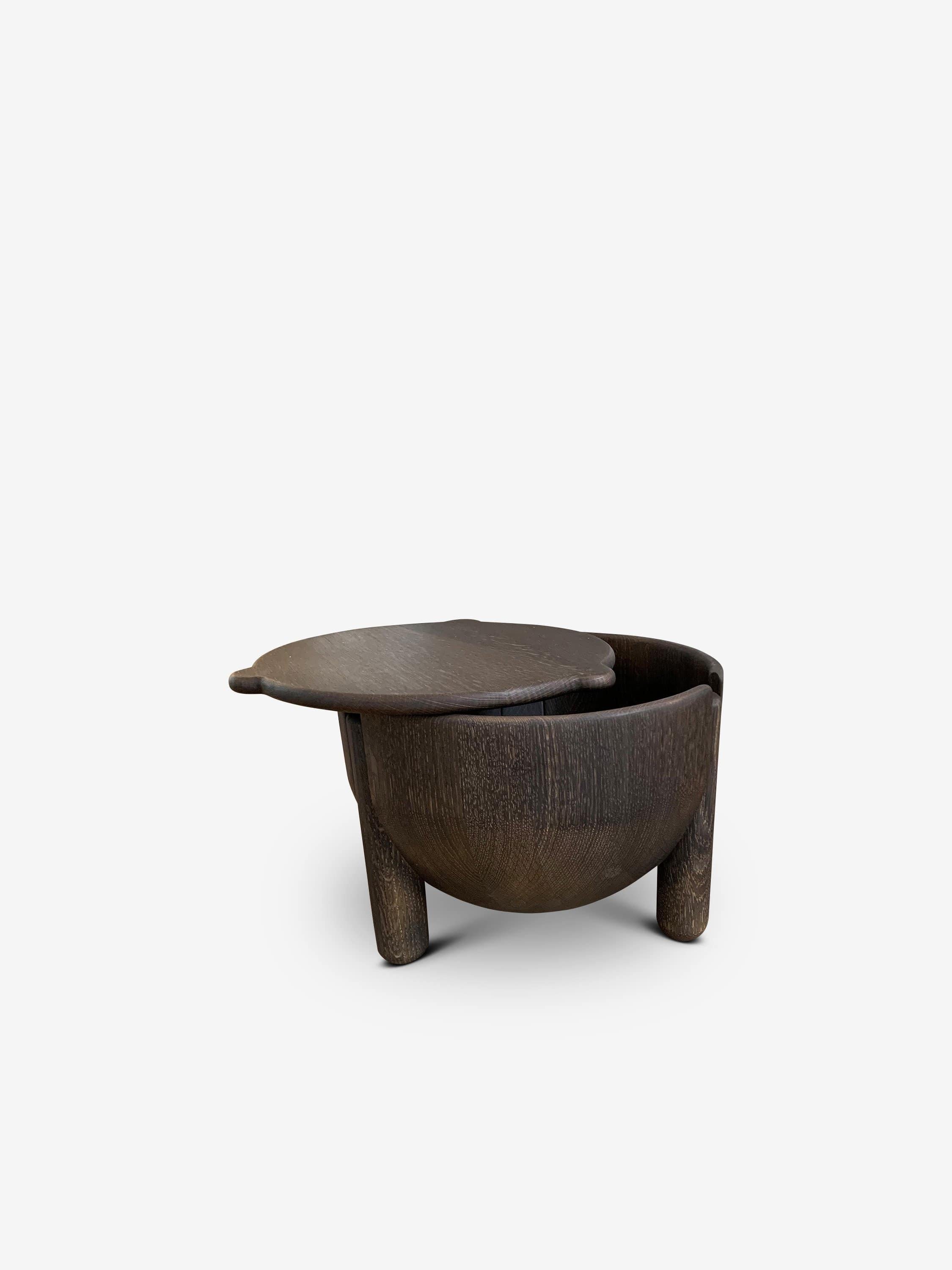 Contemporary Luca Erba Small HAN Container in Stained Oak by Collection Particuliere For Sale
