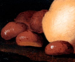 17th Century by Luca Forte Walnuts, Chestnuts, a Bunch of Grapes and a Quince