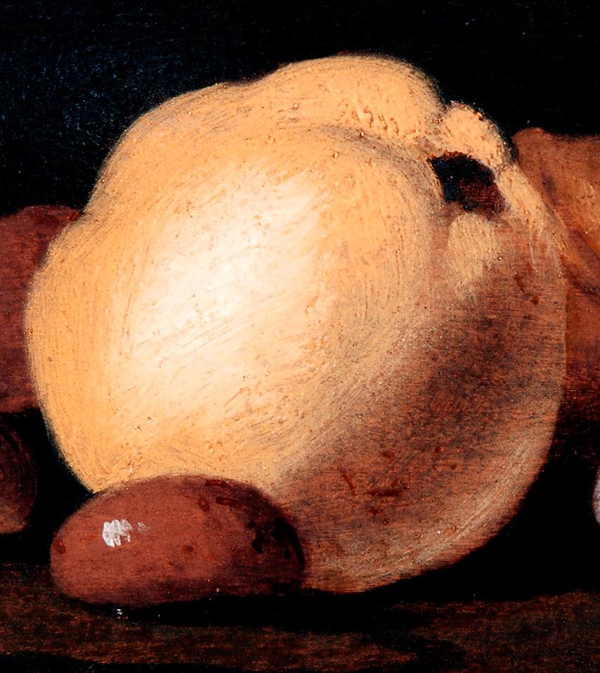 17ème siècle par Luca Forte Noyers, châtaigniers, un banc de raisins et un Quince - Maîtres anciens Painting par Luca Forte (Naples, 1615 ca. - 1670 ca.)