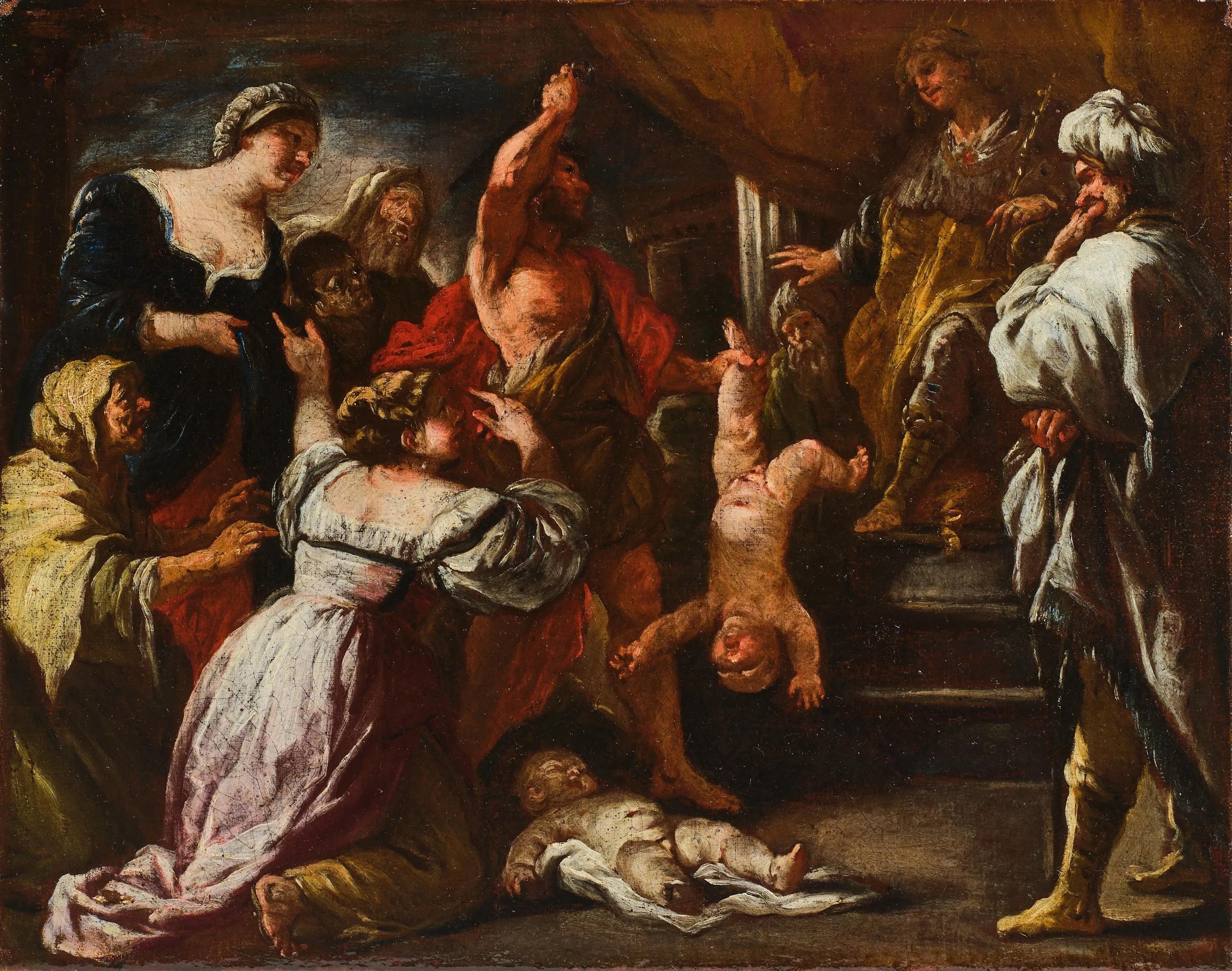 Luca Giordano, The Judgement of Solomon, Important Baroque Oil Sketch