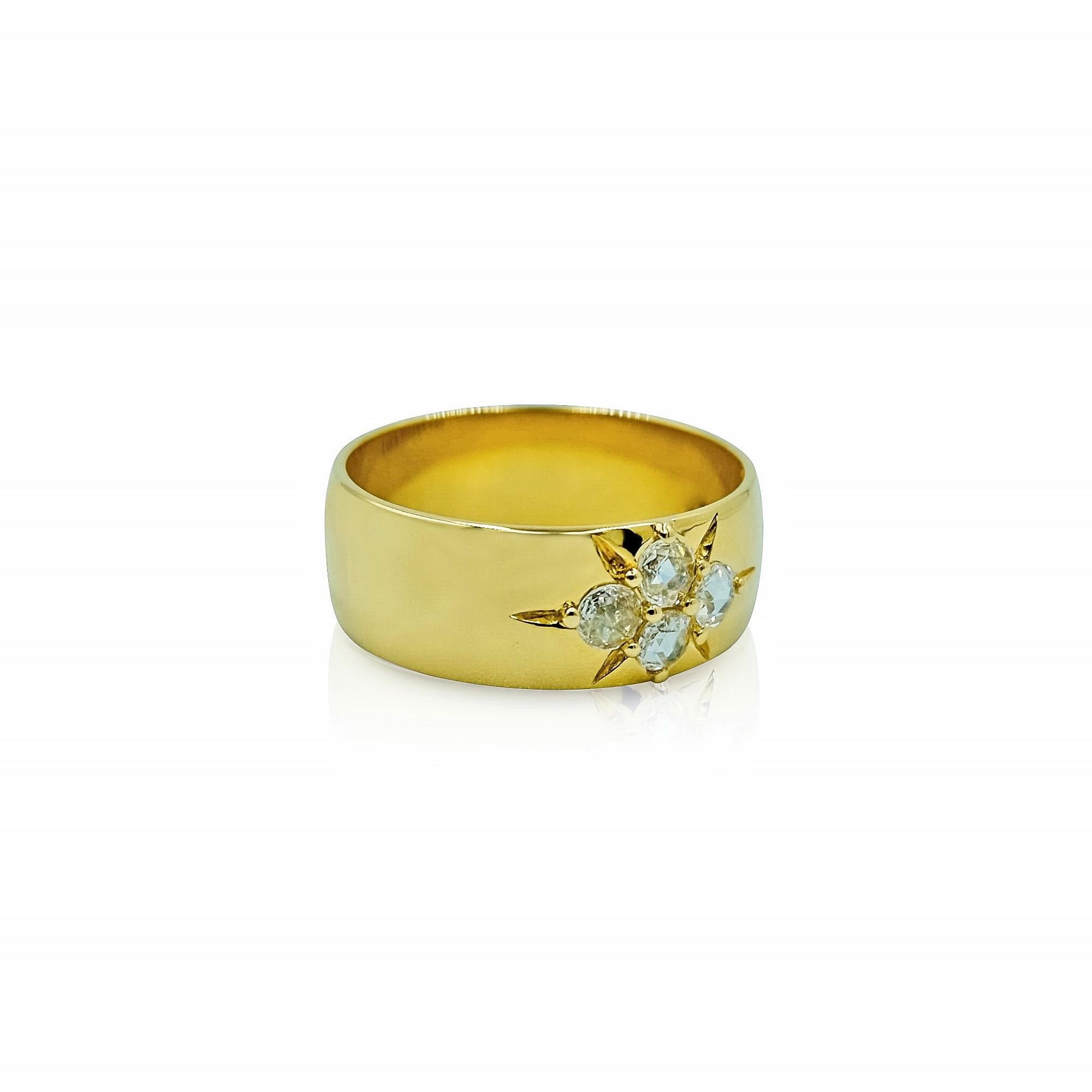 Contemporary Luca Jouel Rose Cut Diamond Starr Band in Yellow Gold For Sale