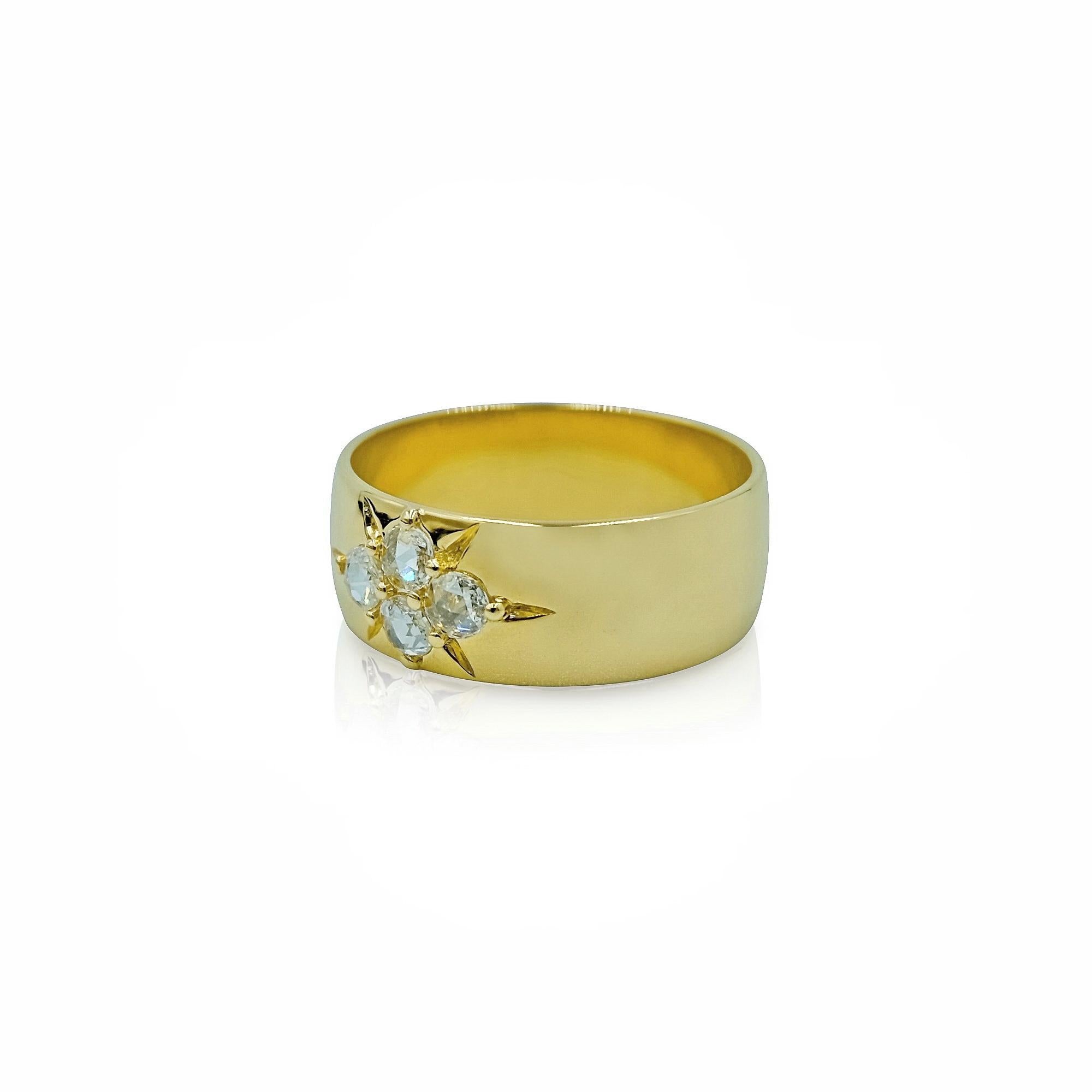 Luca Jouel Rose Cut Diamond Starr Band in Yellow Gold In New Condition For Sale In South Perth, AU