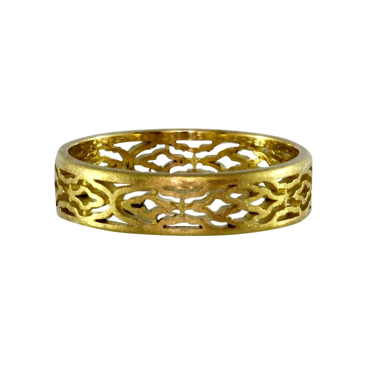 Luca Jouel Arabesque Patterned Ring in Yellow Gold For Sale