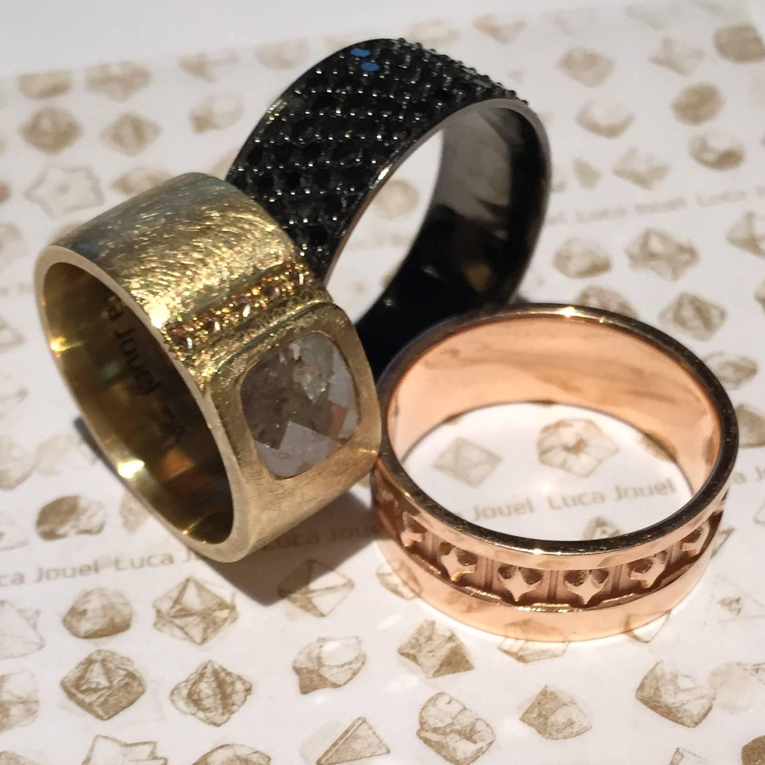 Contemporary Luca Jouel Black Diamond Gents Band and Decorative Cufflinks