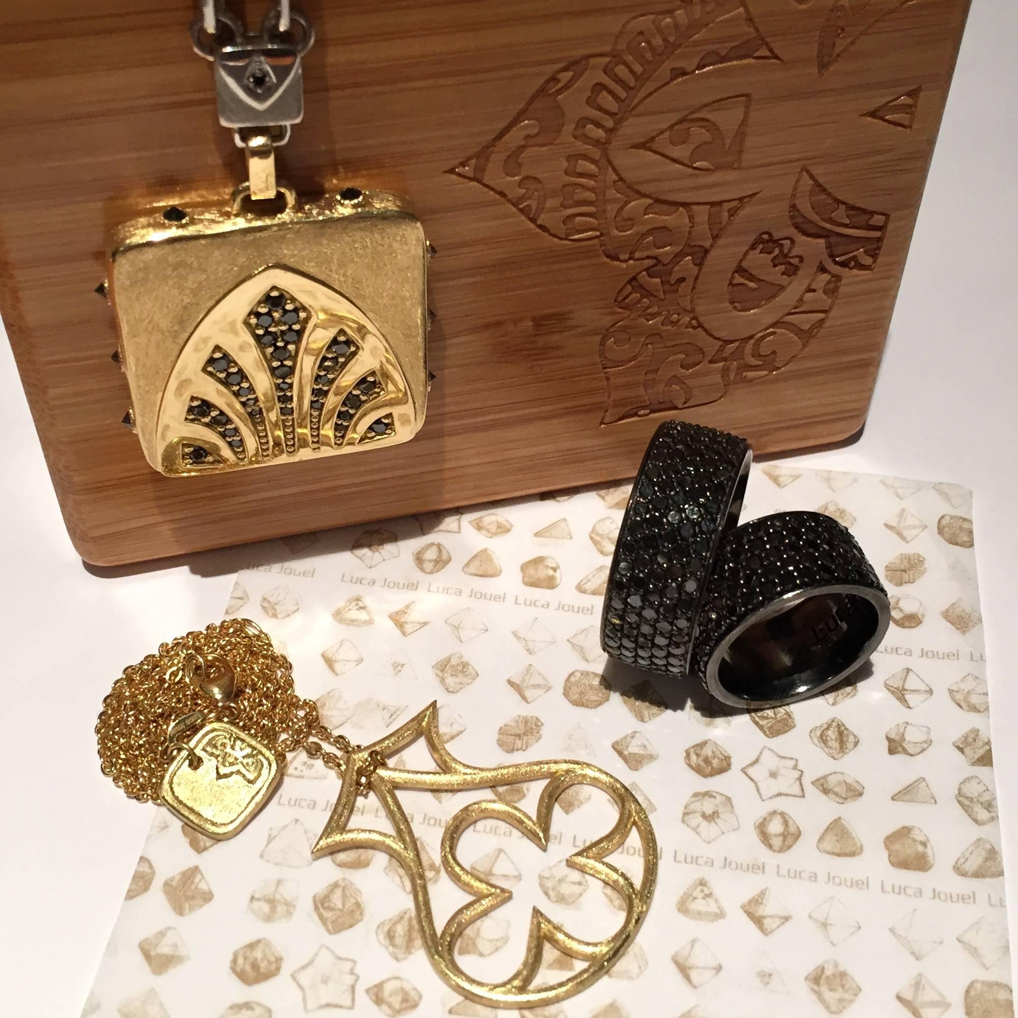 Luca Jouel Black Diamond Gents Band and Decorative Cufflinks In New Condition In South Perth, AU