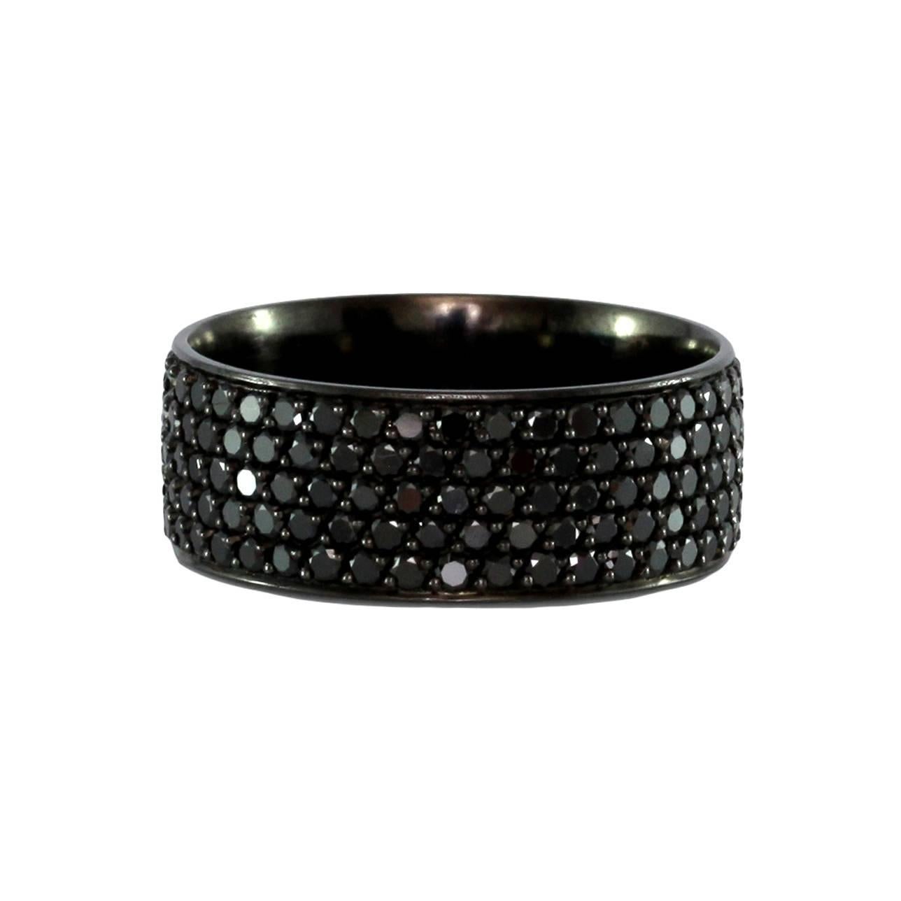 Contemporary Luca Jouel Black Diamond Gents Band in Palladium For Sale