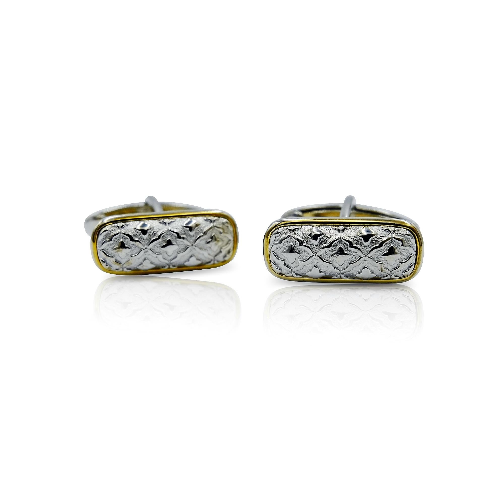 Luca Jouel Decorative Cufflinks Trio in Yellow Gold and Silver In New Condition For Sale In South Perth, AU