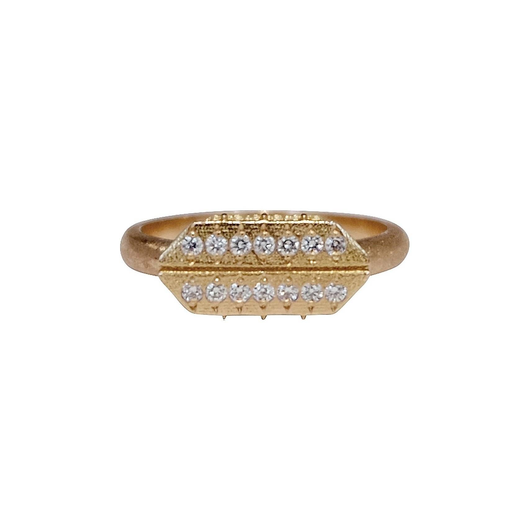 Women's Luca Jouel Diamond Cross Ring in Rose Gold For Sale