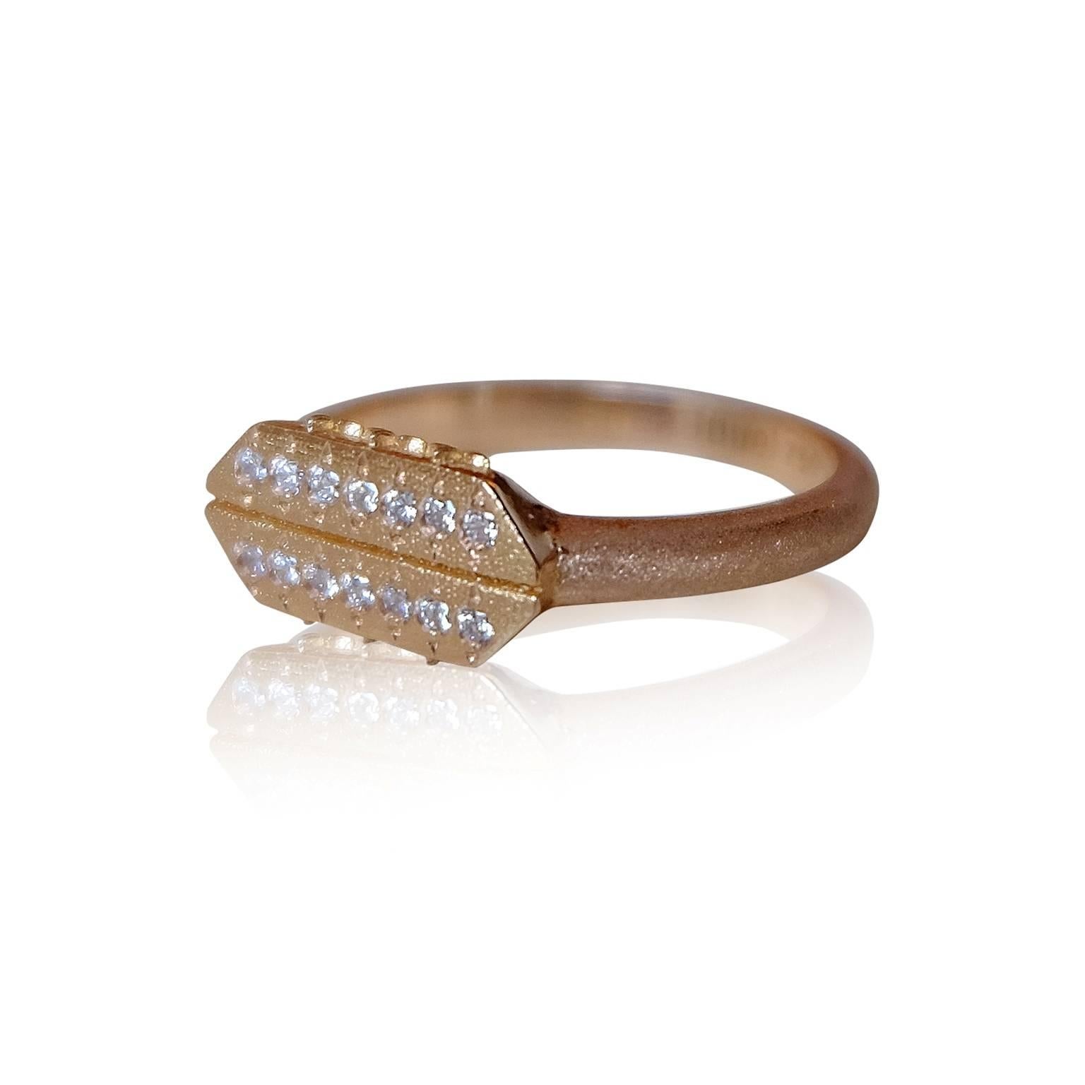 Luca Jouel Diamond Cross Ring in Rose Gold For Sale 1