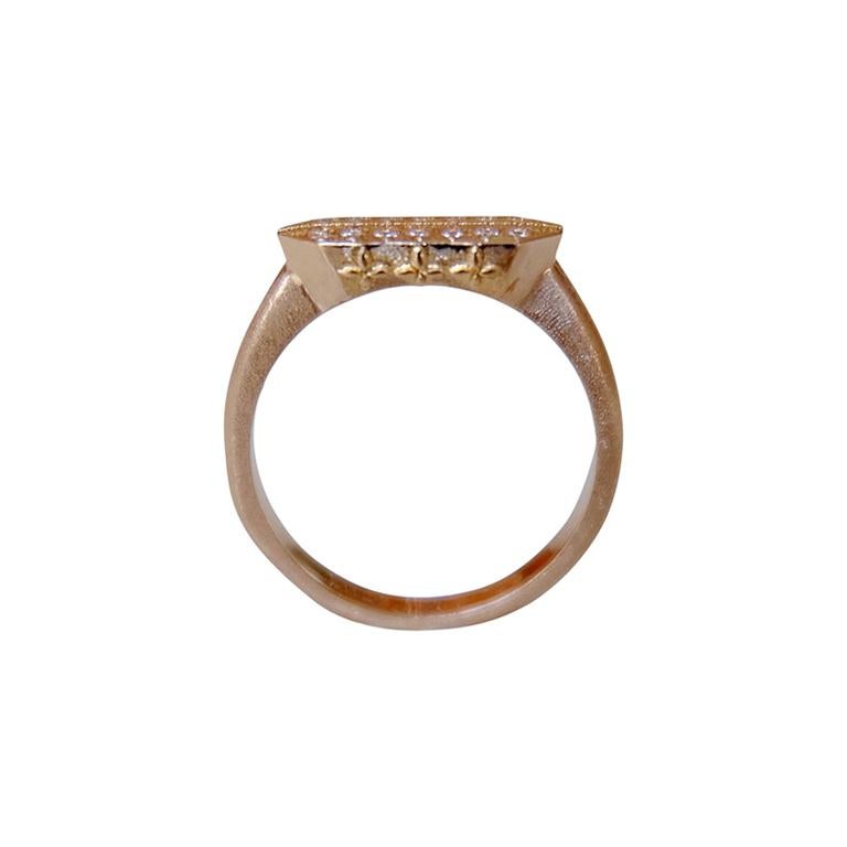Luca Jouel Diamond Cross Ring in Rose Gold For Sale