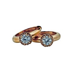 Luca Jouel Diamond Deco Style Huggie Hoop Earrings in Rose Gold