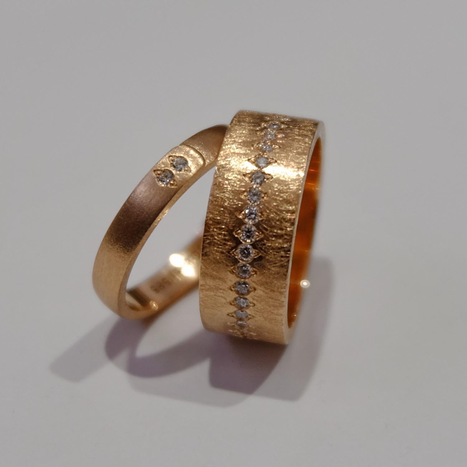 Round Cut Luca Jouel Diamond Demi Ancienne Diamant Ring in Rose Gold For Sale