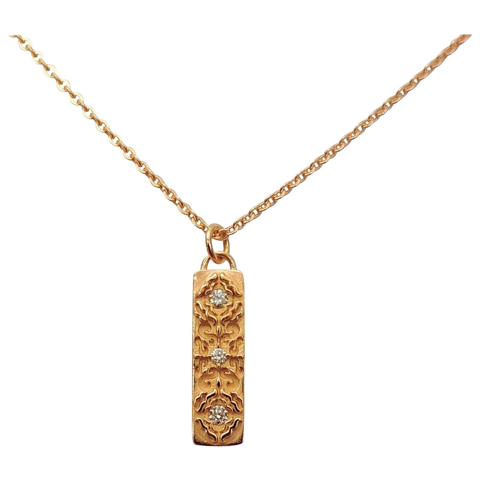 Contemporary Luca Jouel Diamond Labyrint Necklace in Rose Gold For Sale