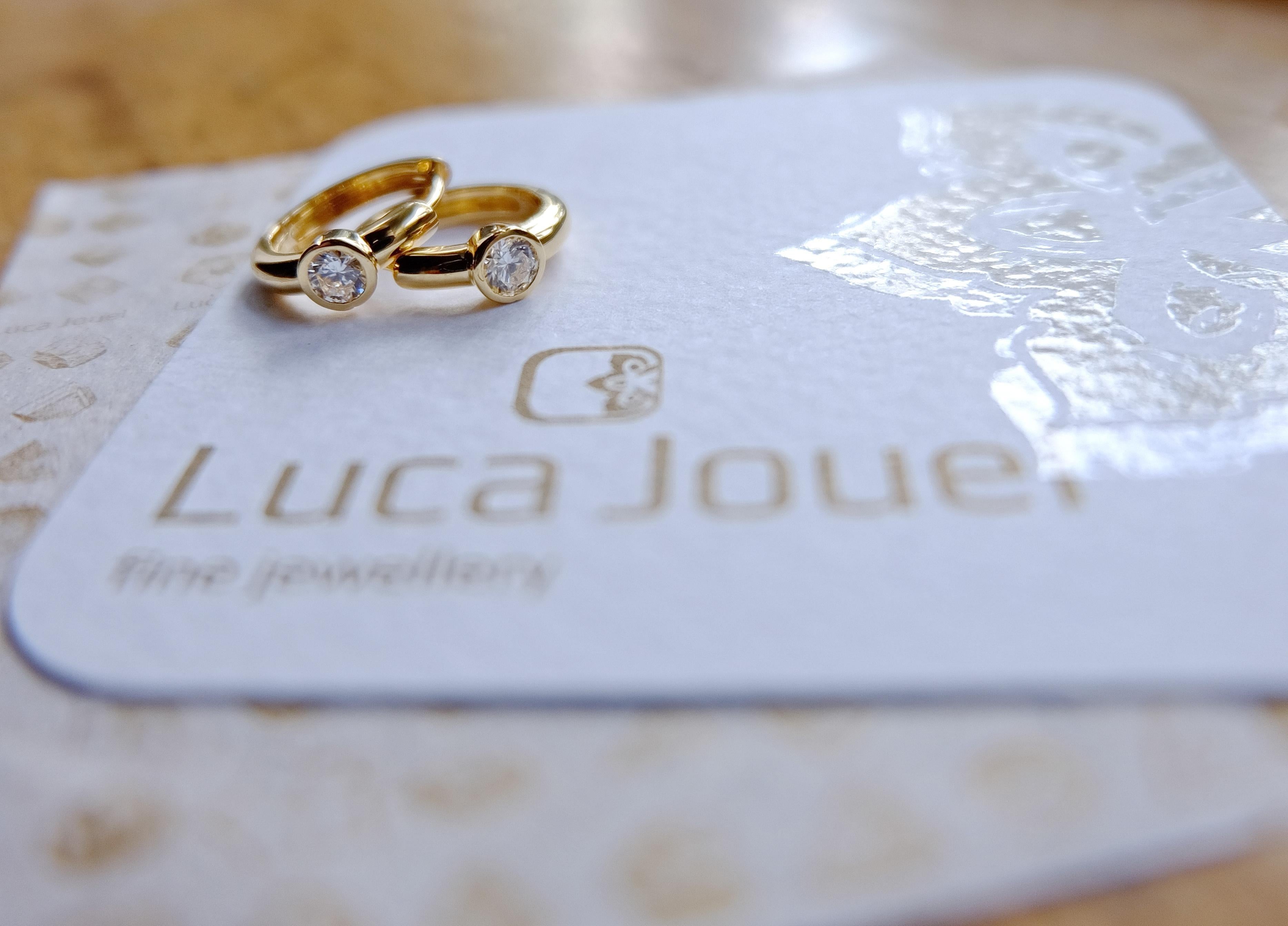 Luca Jouel Diamond Petite Hoop Earrings in Yellow Gold For Sale 1