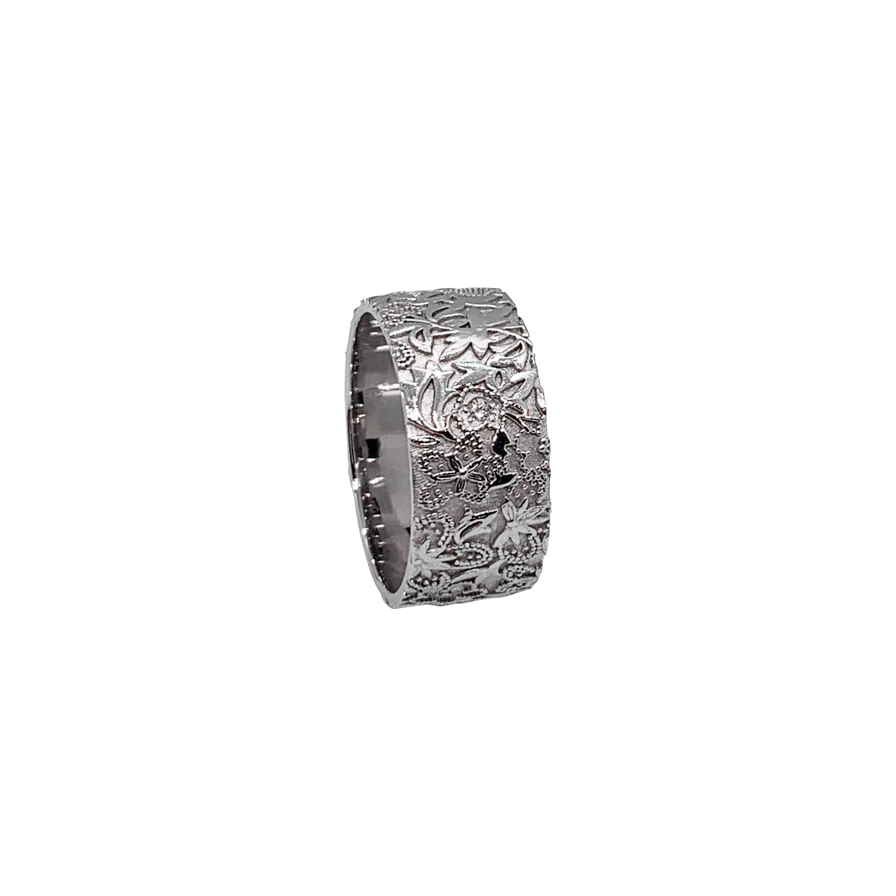 Luca Jouel Diamond White Gold Floral Diamond Cigar Band For Sale