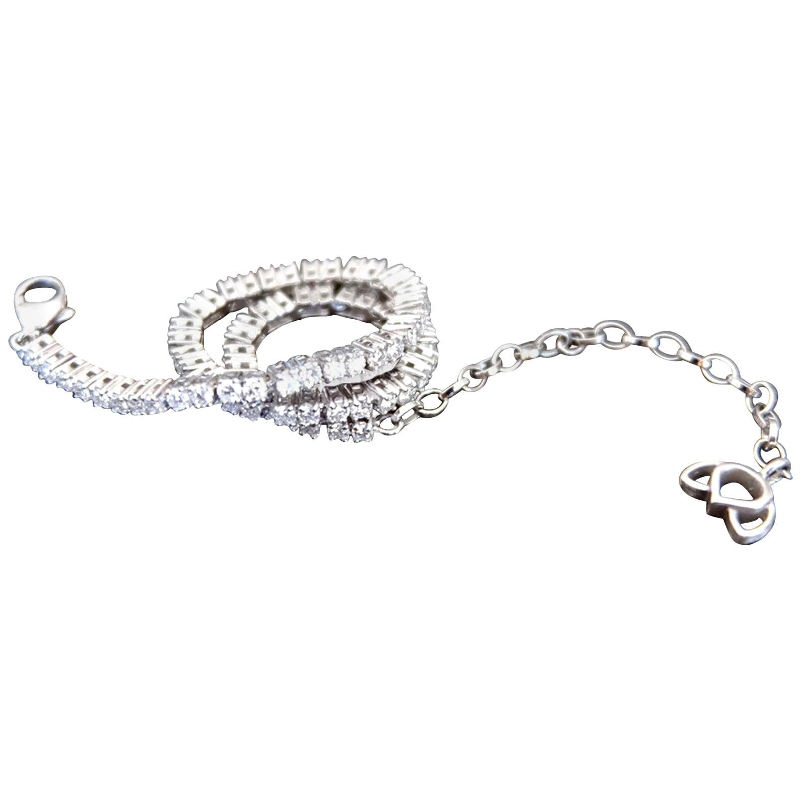 Luca Jouel Finest White Diamond Lotus Tennis Bracelet in White Gold For Sale