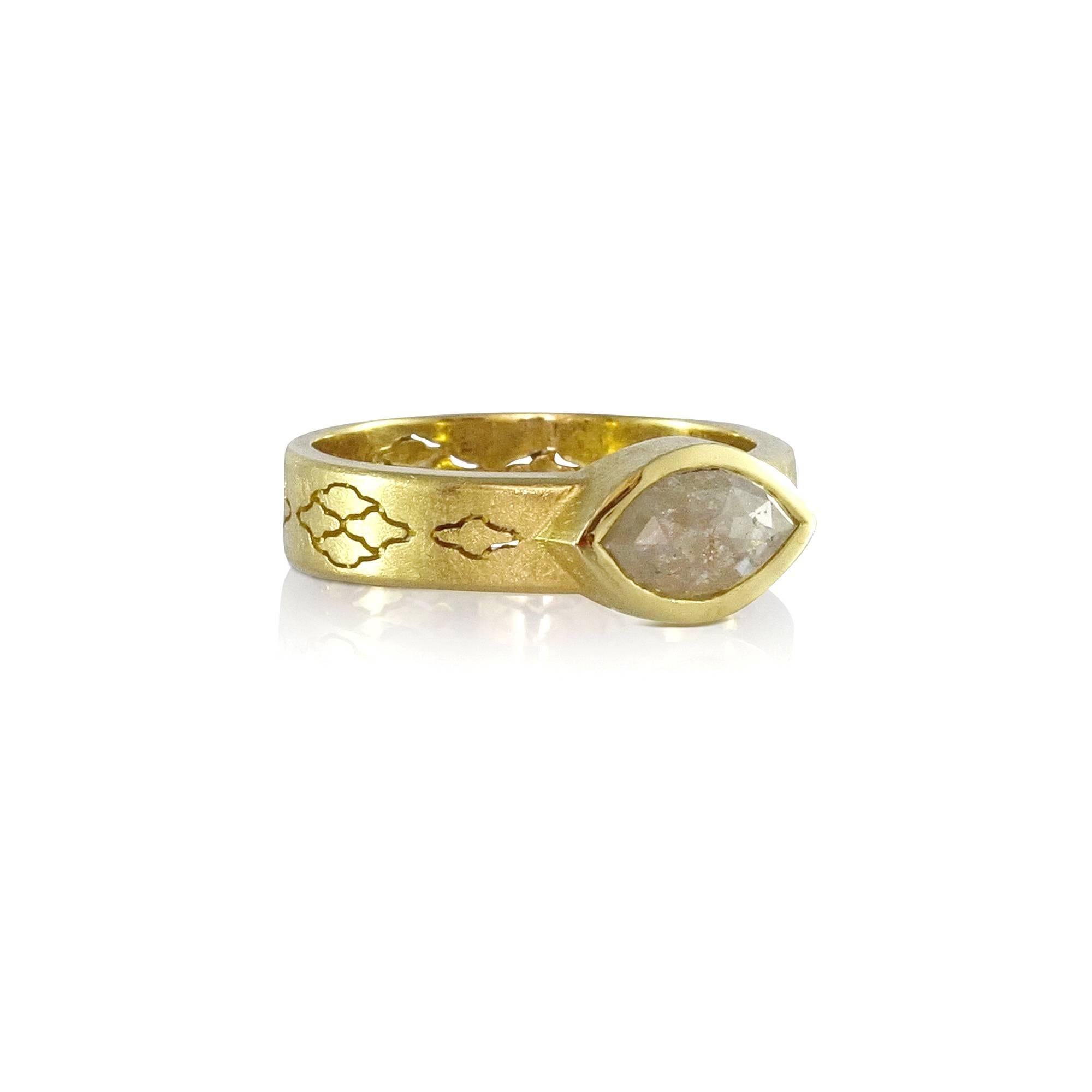 Luca Jouel Marquise Diamond Arabesque Ring and Arabesque Band in Yellow Gold In New Condition In South Perth, AU