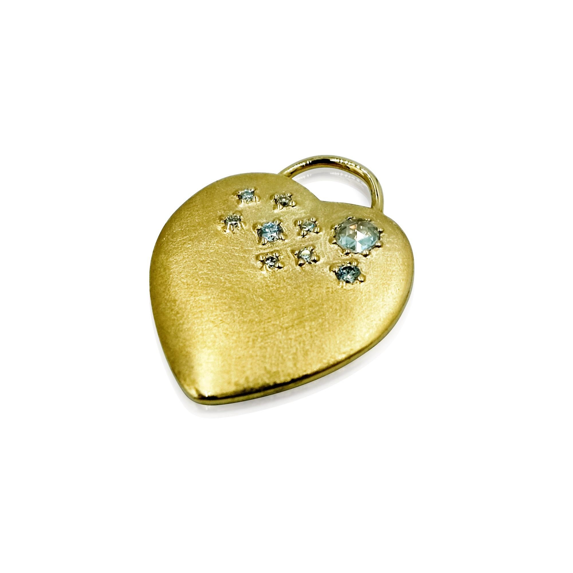 Contemporary Luca Jouel Mixed Diamond Night Sky Motif Heart Necklace in Yellow Gold For Sale