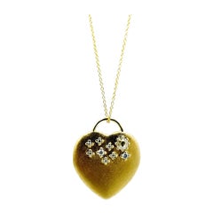 Luca Jouel Mixed Diamond Night Sky Motif Heart Necklace in Yellow Gold