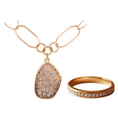 Luca Jouel One of a Kind 4.05 Carat Diamond Slice Necklace and Diamond Ring