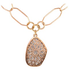 Luca Jouel One of a Kind 4.05 Carat Spotty Diamond Slice Necklace in Rose Gold