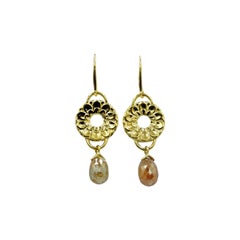 Luca Jouel One of a Kind 4.29 Carat Diamond Briolette Lotus Earrings in Gold