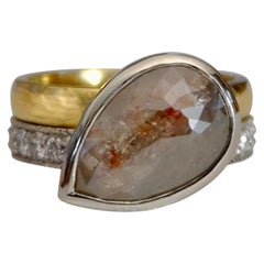 Luca Jouel One of a Kind Parti-Pear Diamond in Yellow Gold and Platinum Ring