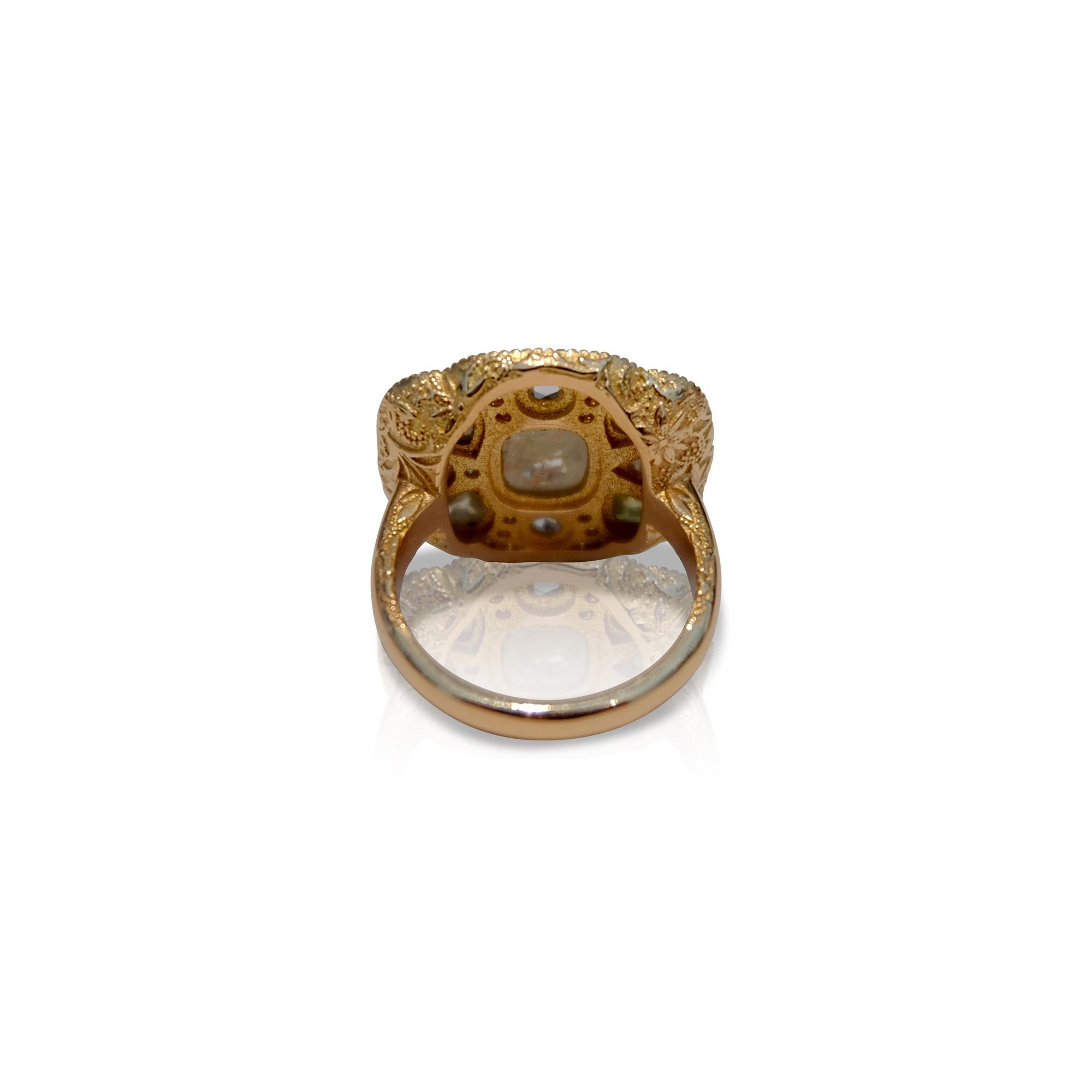 Contemporary Luca Jouel One of a Kind Rose Gold Rose Cut Diamond Cocktail Ring For Sale