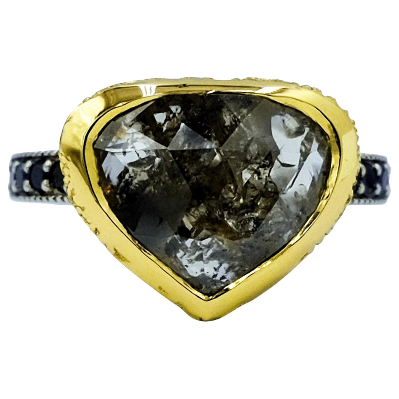Luca Jouel One Only 5.47 Carat Rose Cut Diamond Ring in Gold and Platinum For Sale
