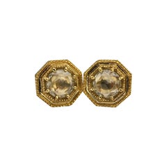 Luca Jouel Rose Cut Diamond Deco Style Stud Earrings in Yellow Gold