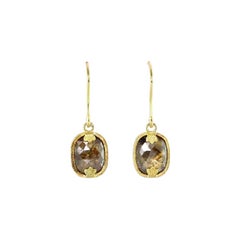 Luca Jouel Rose Cut Diamond Drop Earrings in Yellow Gold