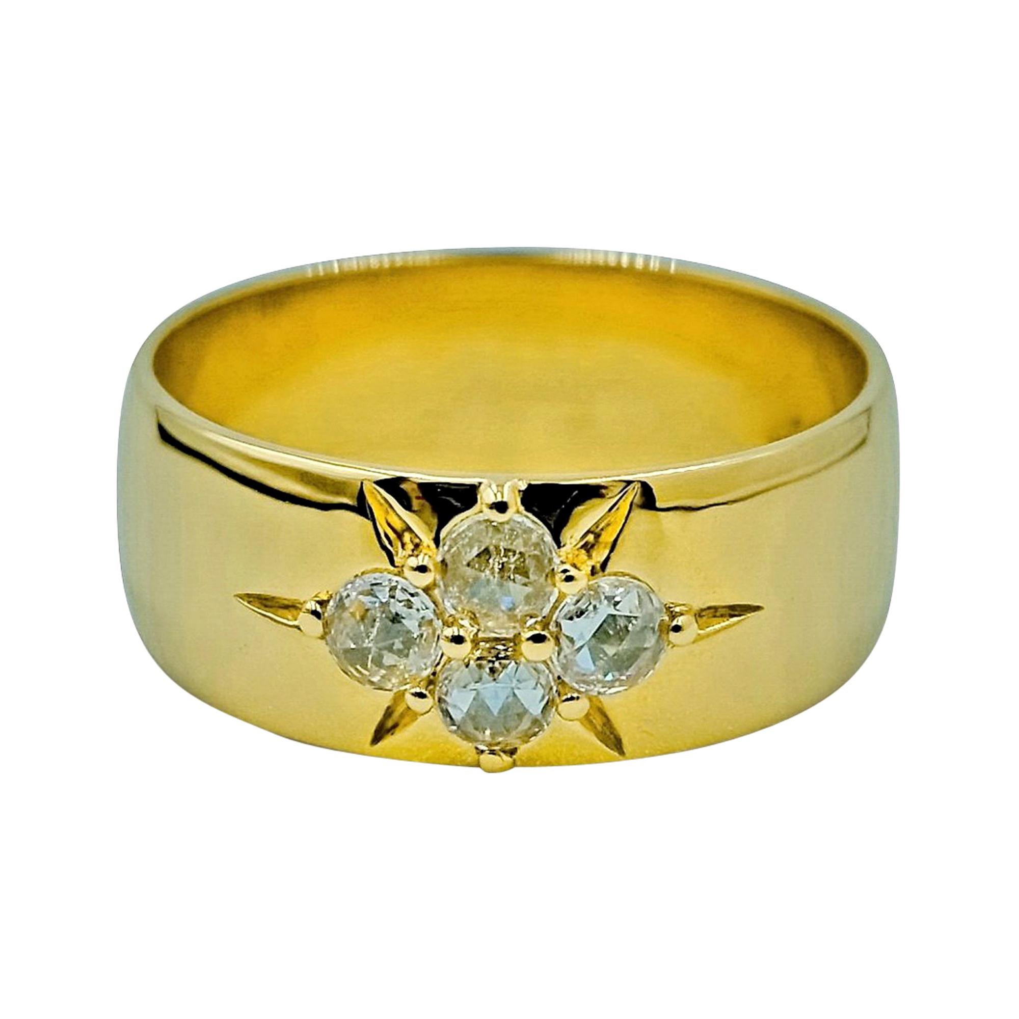 Luca Jouel Rose Cut Diamond Starr Band in Yellow Gold For Sale