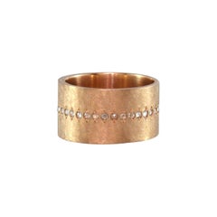 Luca Jouel Rose Cut Diamond Wide Band Ring in 18 Carat Rose Gold
