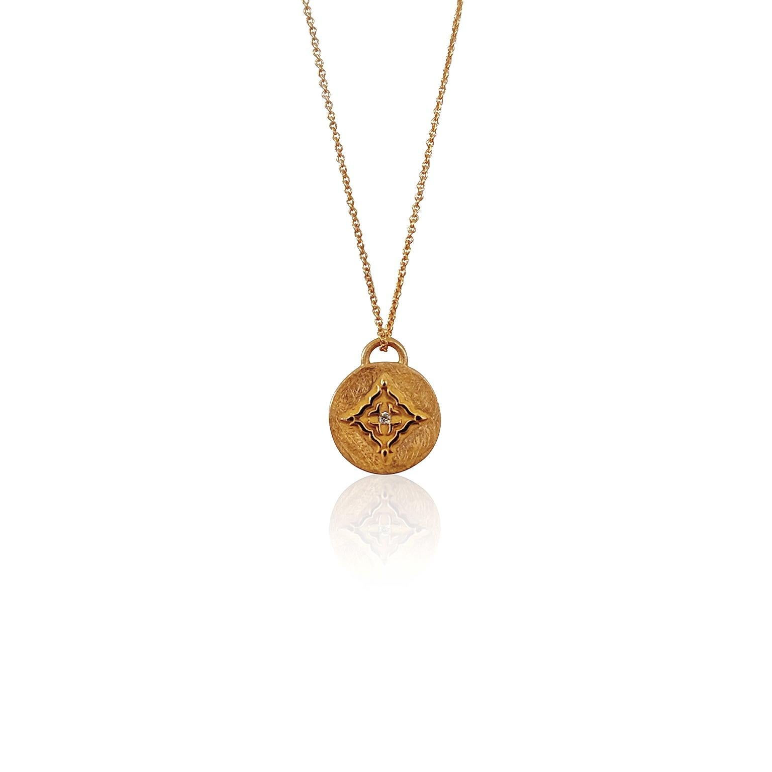 Luca Jouel Rose Gold White Diamond Circular Necklace im Angebot 3