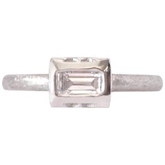 Luca Jouel Solitaire Baguette Diamond Lotus Ring in Platinum