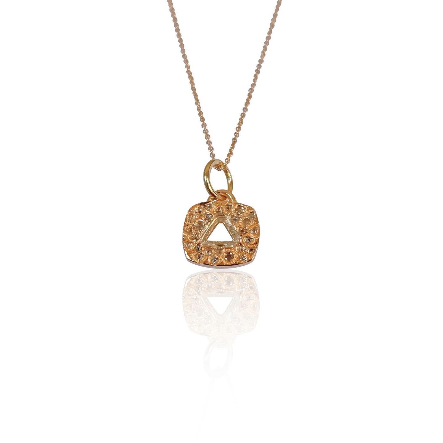 Luca Jouel Triangular Diamond Necklace in Rose Gold In New Condition For Sale In South Perth, AU