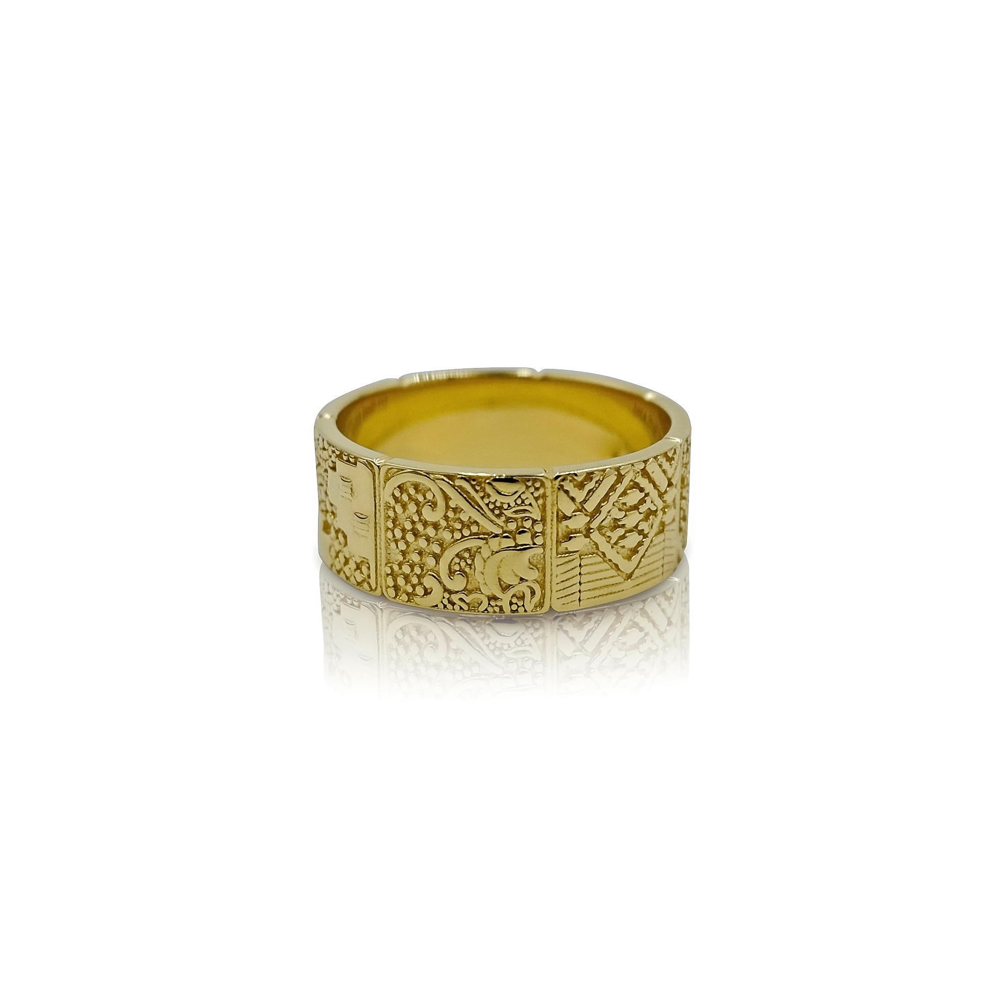 Women's or Men's Luca Jouel Unique Decorative Band in Yellow Gold