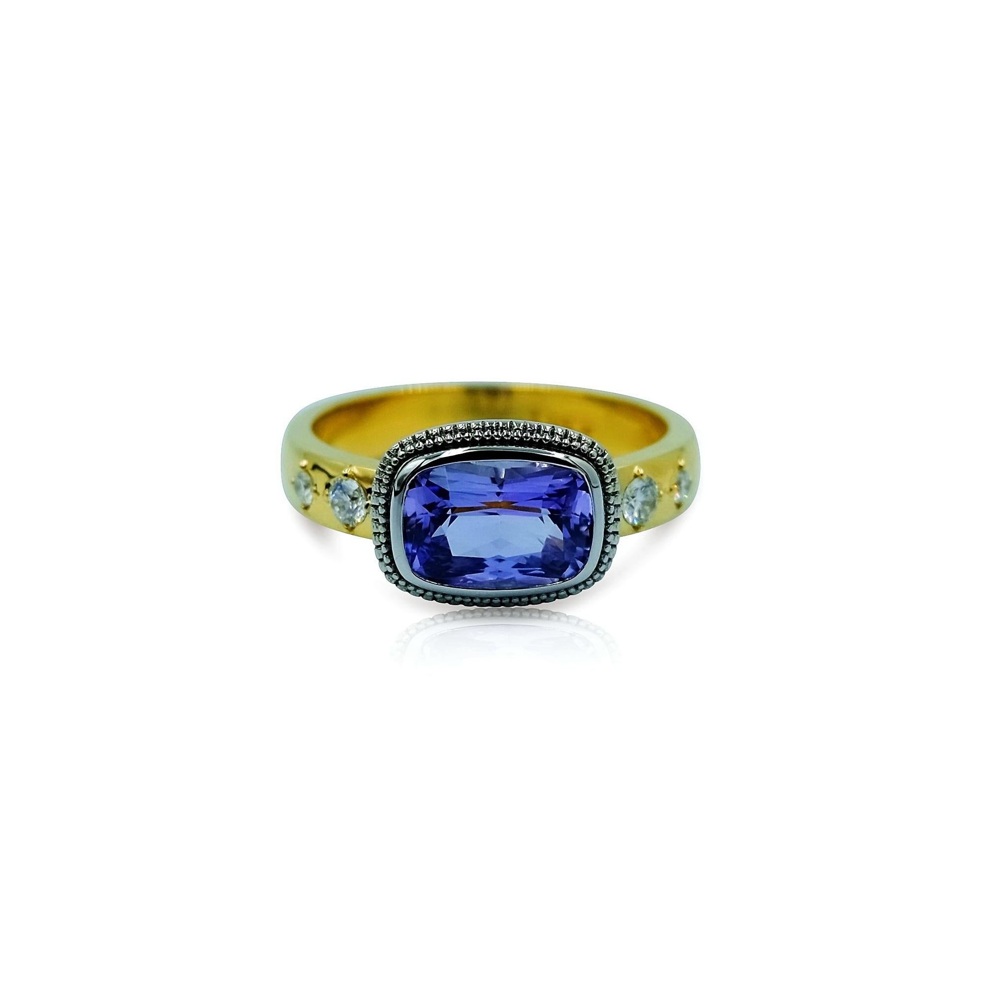 Luca Jouel Violet Sapphire and Diamond Ring in Platinum and Yellow Gold 1