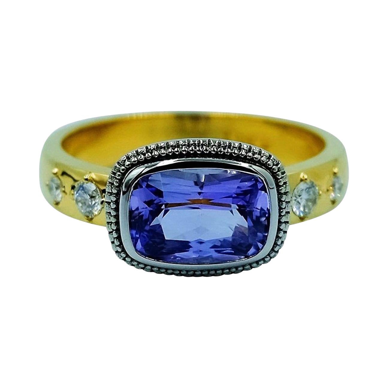 Luca Jouel Violet Sapphire and Diamond Ring in Platinum and Yellow Gold
