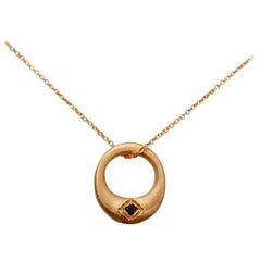 Luca Jouel Zen Cercle Black Diamond Necklace in Rose Gold