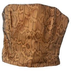 Luca Luca 1990s Snakeskin Silk Organza Bandeau Top Tan Brown