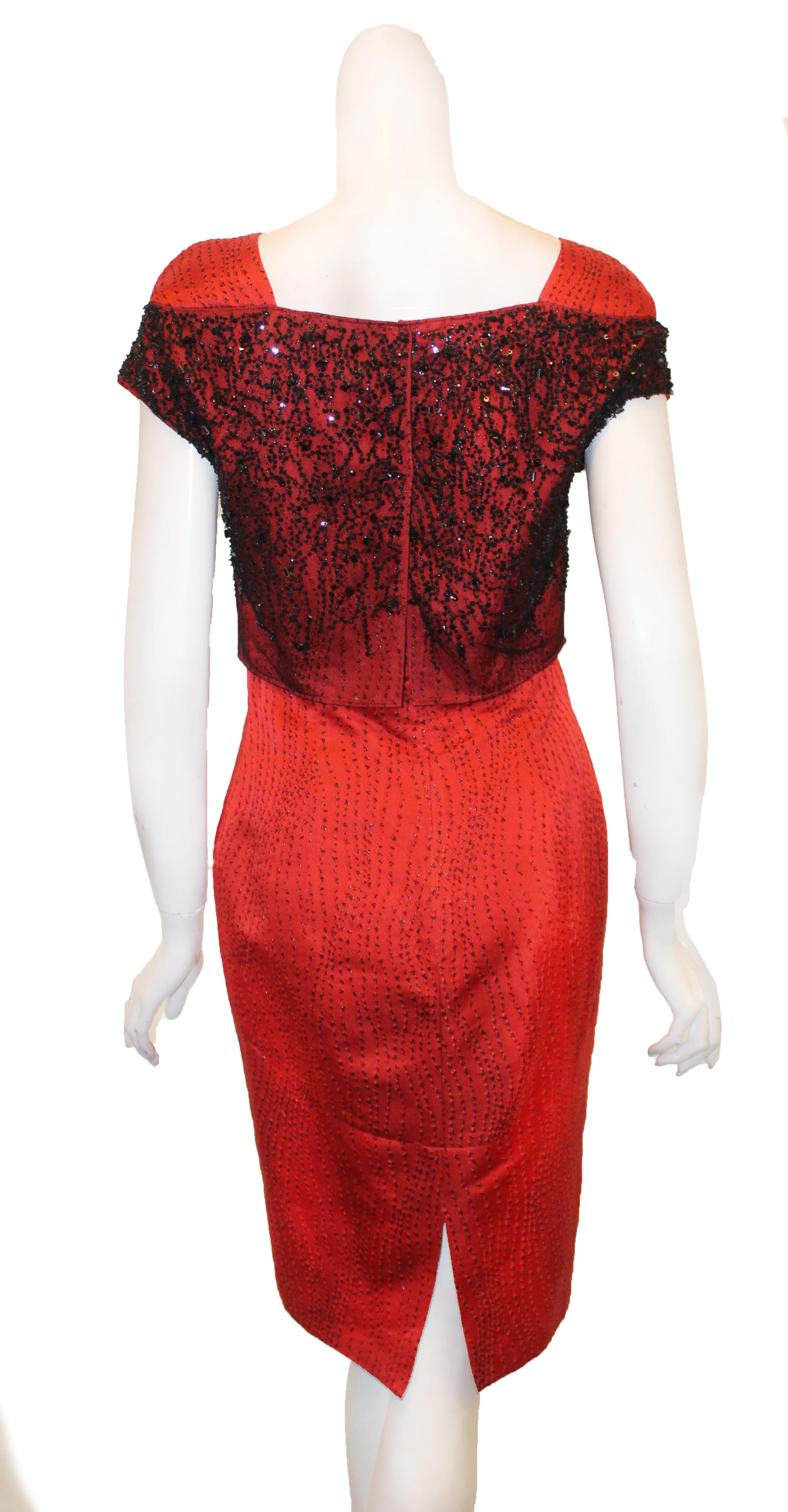Luca Luca Two Piece Black and Red Dress Ensemble  In Excellent Condition For Sale In Palm Beach, FL