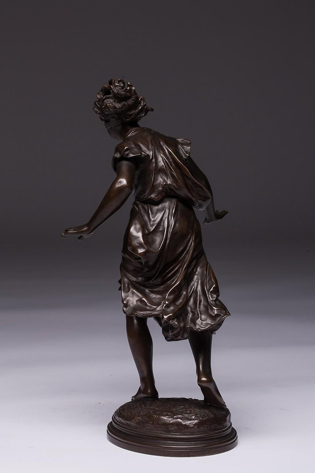 Art Nouveau Luca Madrassi Signed Bronze Sculpture For Sale