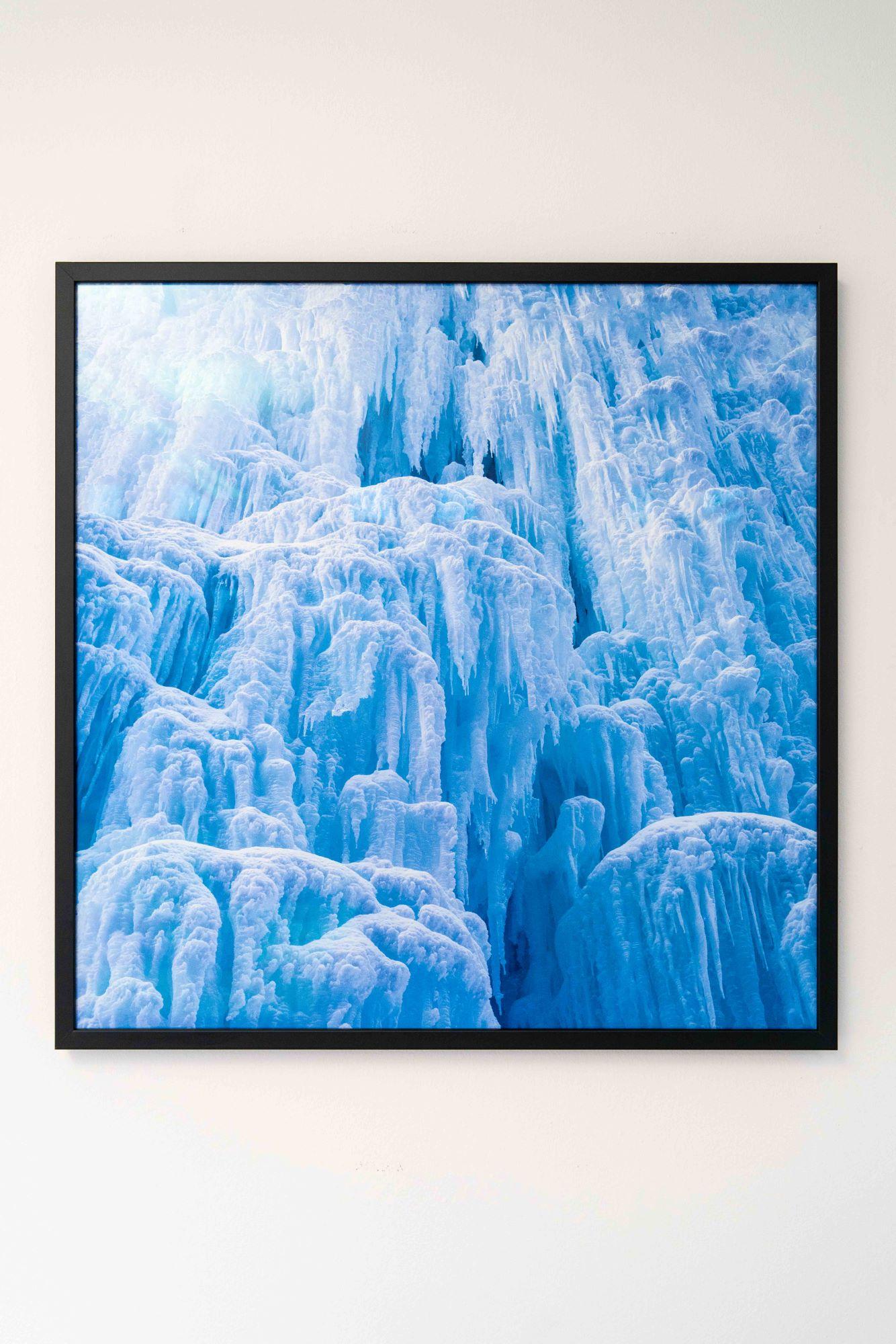 Frozen Waterfall by Luca Marziale - Landscape photography, winter, snowy, white For Sale 5