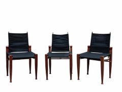 Luca Meda per Molteni Set di 4 Sedie "Via Vai" in Noce e Tela, Italia 1990s