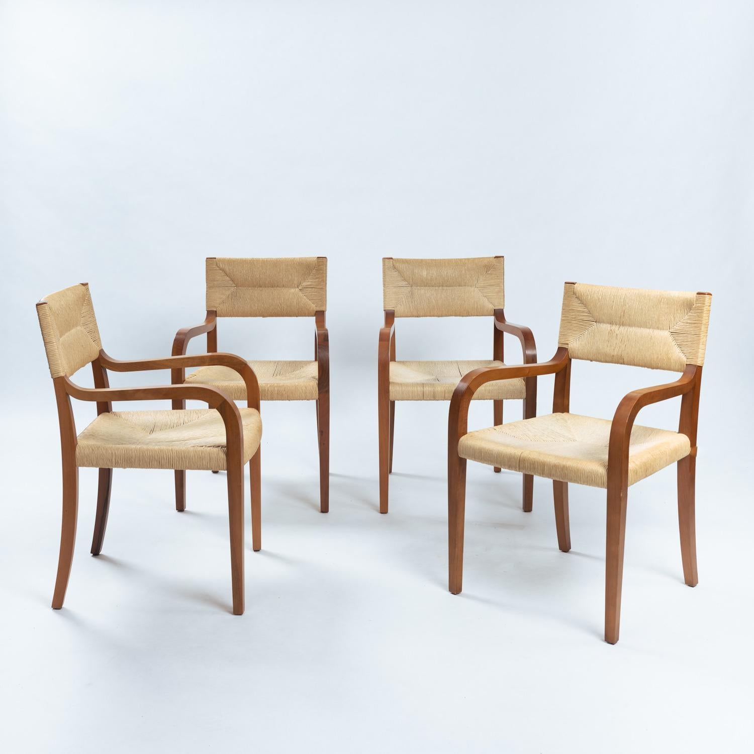 Luca Meda Risiedo rope walnut dining chairs by for Molteni, Italy 1980s 2