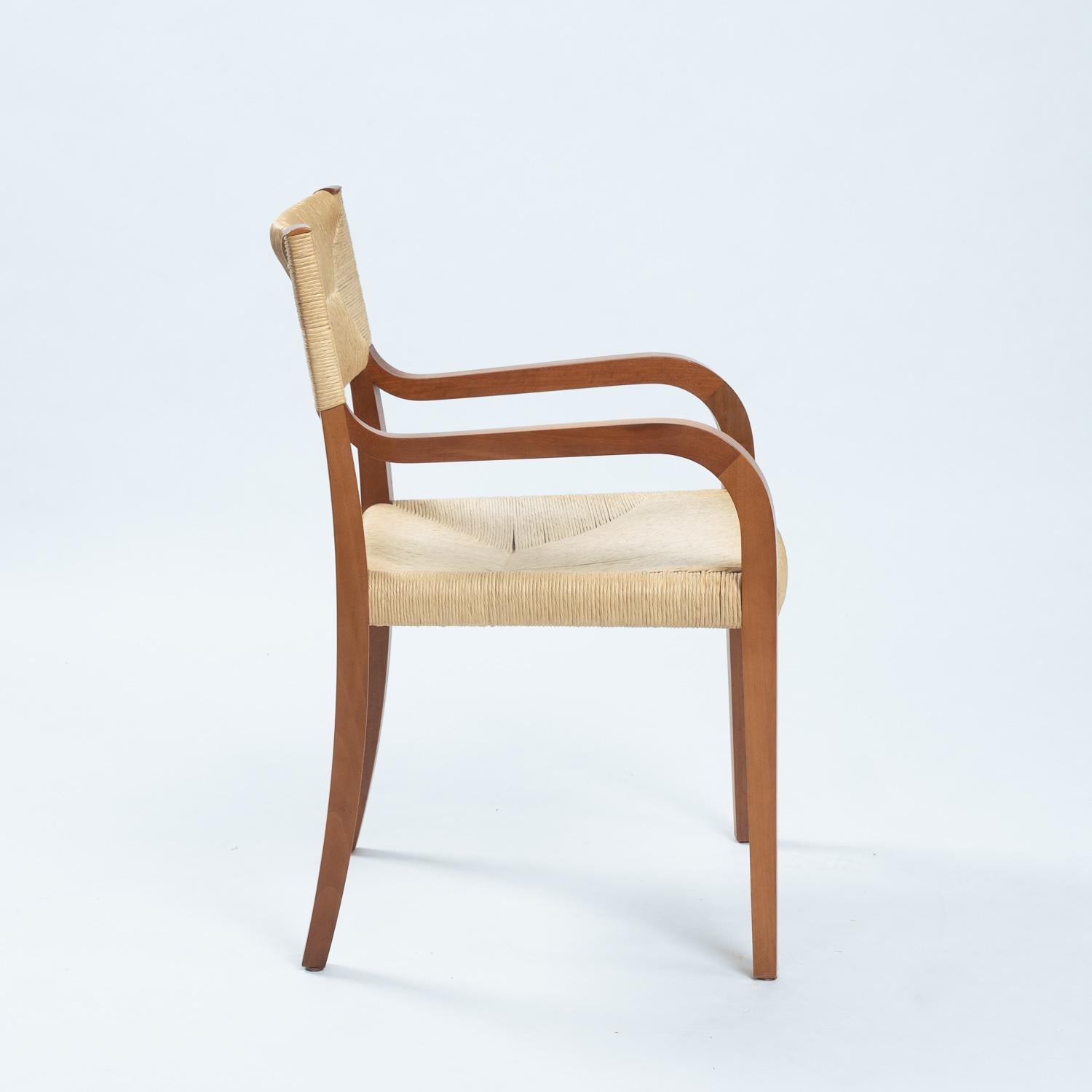 Mid-Century Modern Luca Meda Risiedo rope walnut dining chairs by for Molteni, Italy 1980s