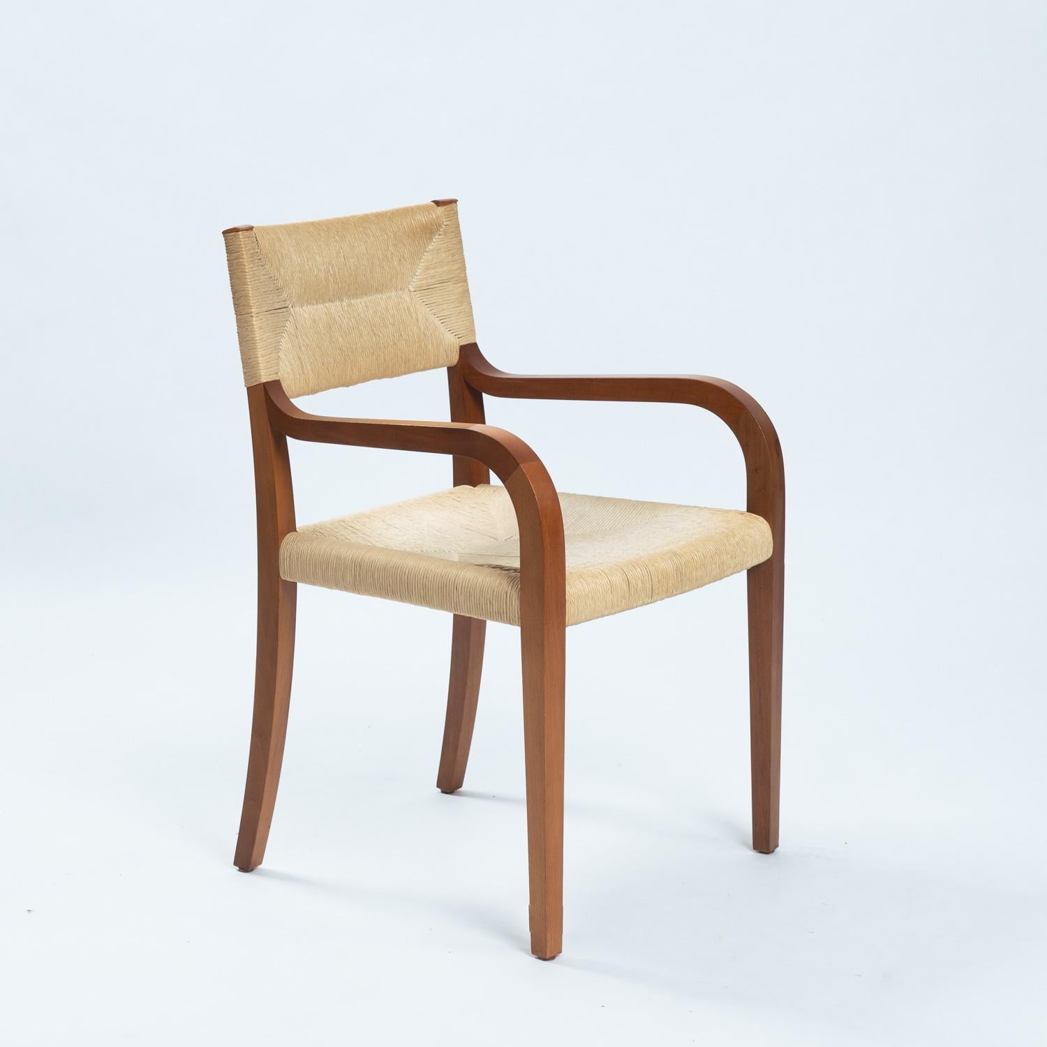 Late 20th Century Luca Meda Risiedo rope walnut dining chairs by for Molteni, Italy 1980s